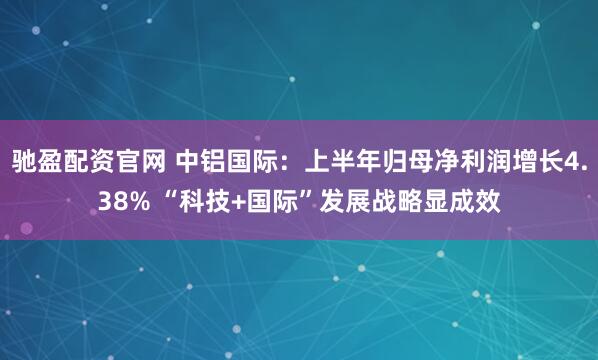 驰盈配资官网 中铝国际:上半年归母净利润增长4.38% “科技+国际”发展战略显成效
